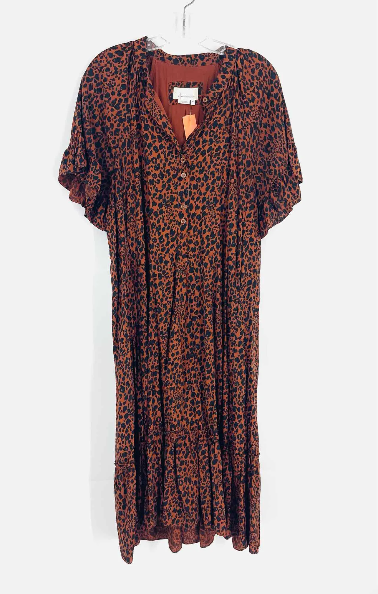 Size M Pet Brown/Black Animal Print Maxi Dresses Dress