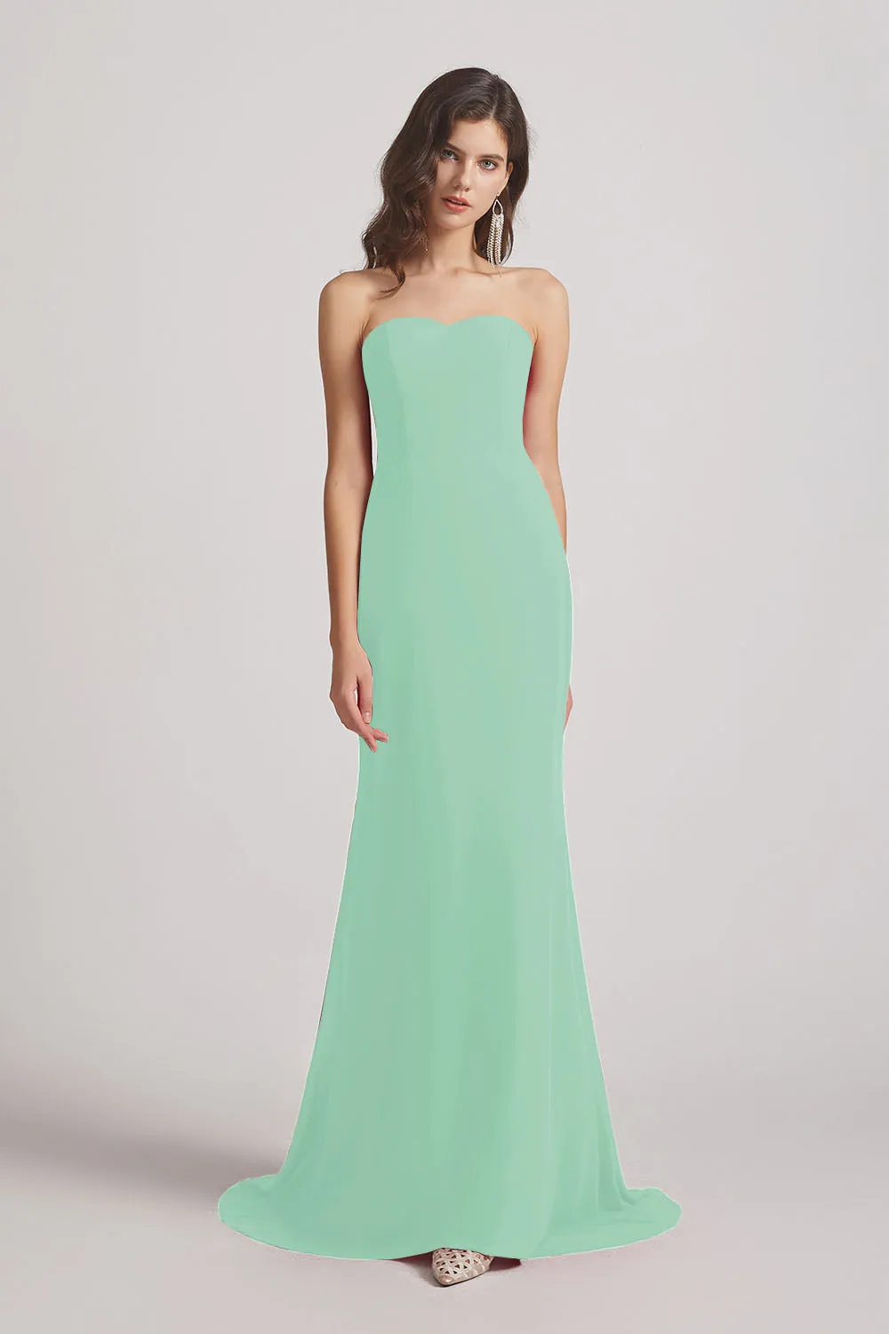 Strapless Sweetheart Chiffon Sheath Bridesmaid Dresses (AF0023)