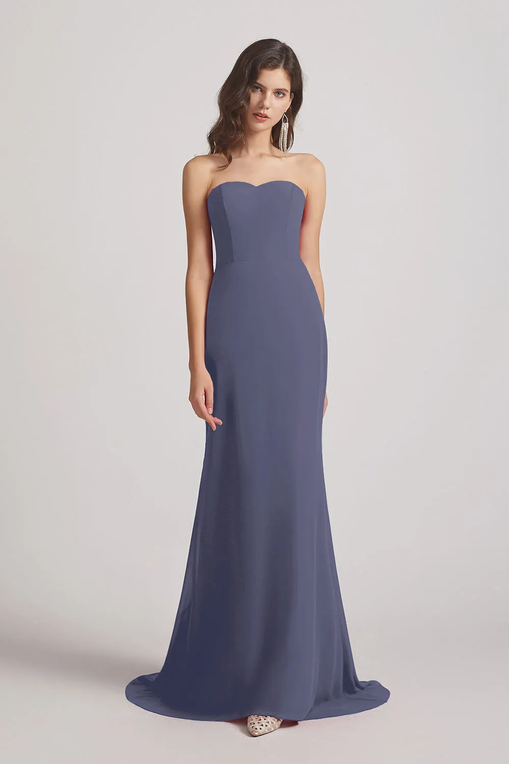 Strapless Sweetheart Chiffon Sheath Bridesmaid Dresses (AF0023)