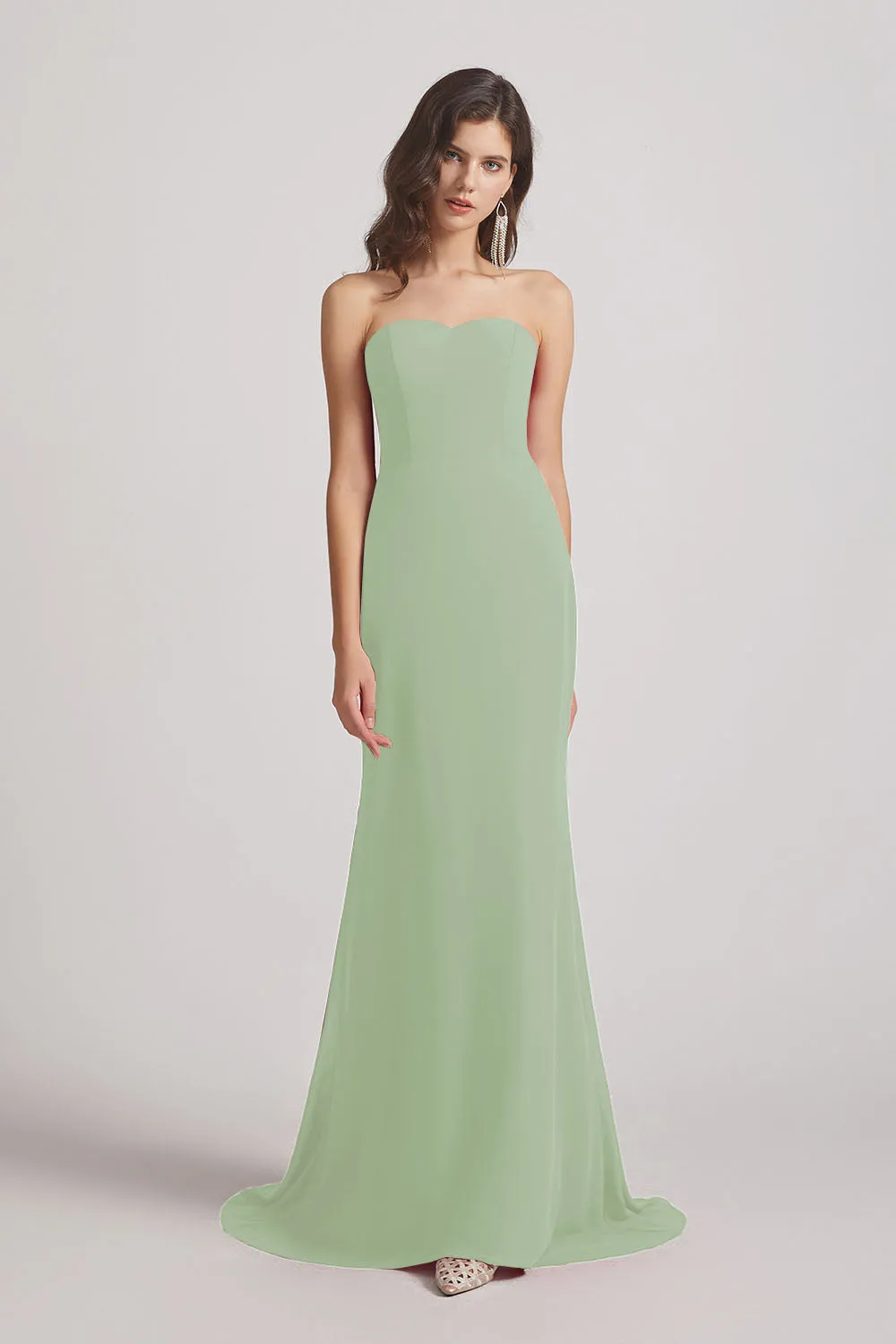 Strapless Sweetheart Chiffon Sheath Bridesmaid Dresses (AF0023)