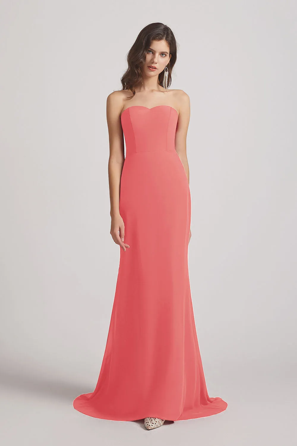 Strapless Sweetheart Chiffon Sheath Bridesmaid Dresses (AF0023)