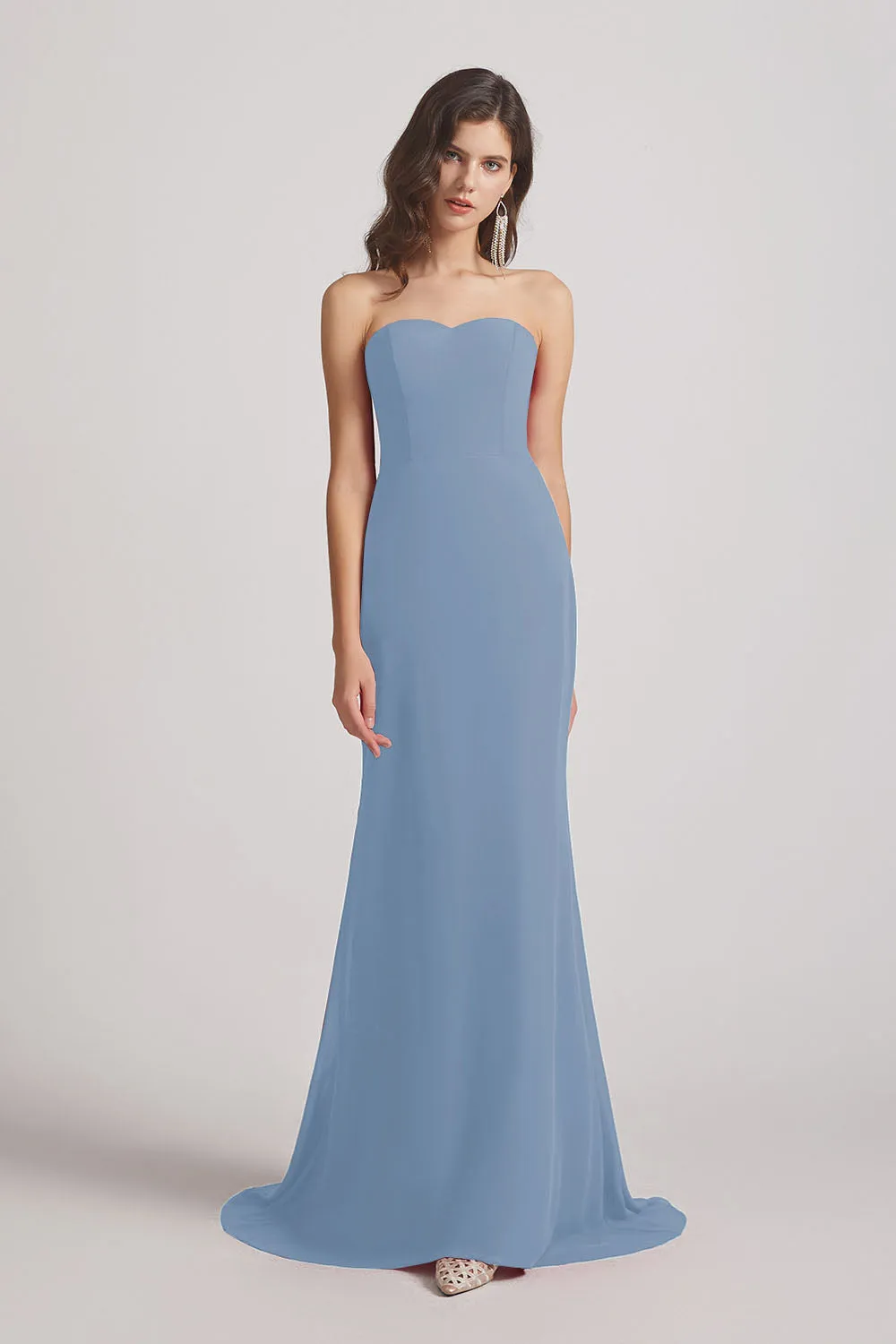 Strapless Sweetheart Chiffon Sheath Bridesmaid Dresses (AF0023)