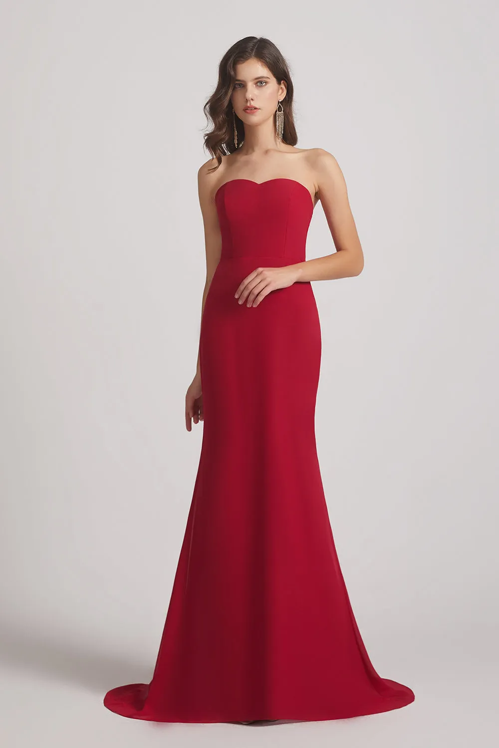 Strapless Sweetheart Chiffon Sheath Bridesmaid Dresses (AF0023)