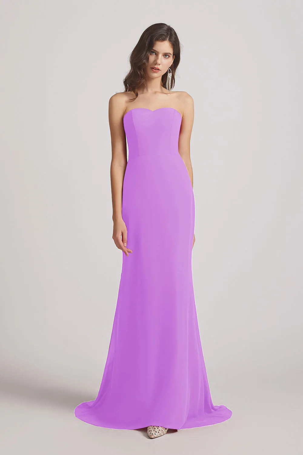 Strapless Sweetheart Chiffon Sheath Bridesmaid Dresses (AF0023)