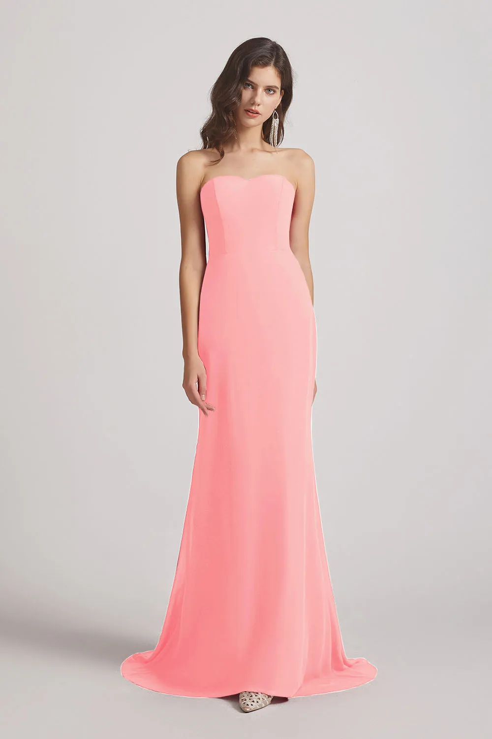 Strapless Sweetheart Chiffon Sheath Bridesmaid Dresses (AF0023)