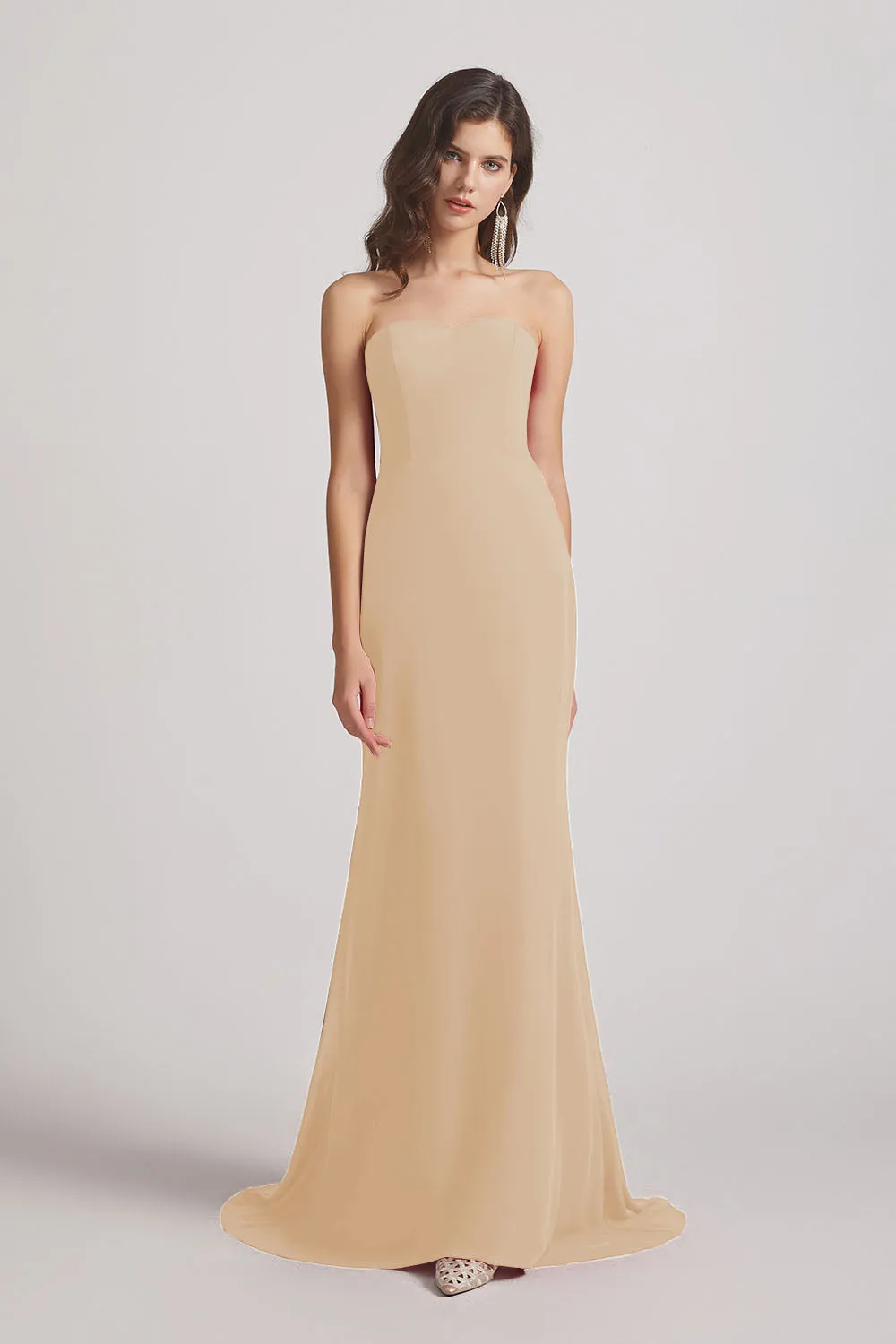 Strapless Sweetheart Chiffon Sheath Bridesmaid Dresses (AF0023)