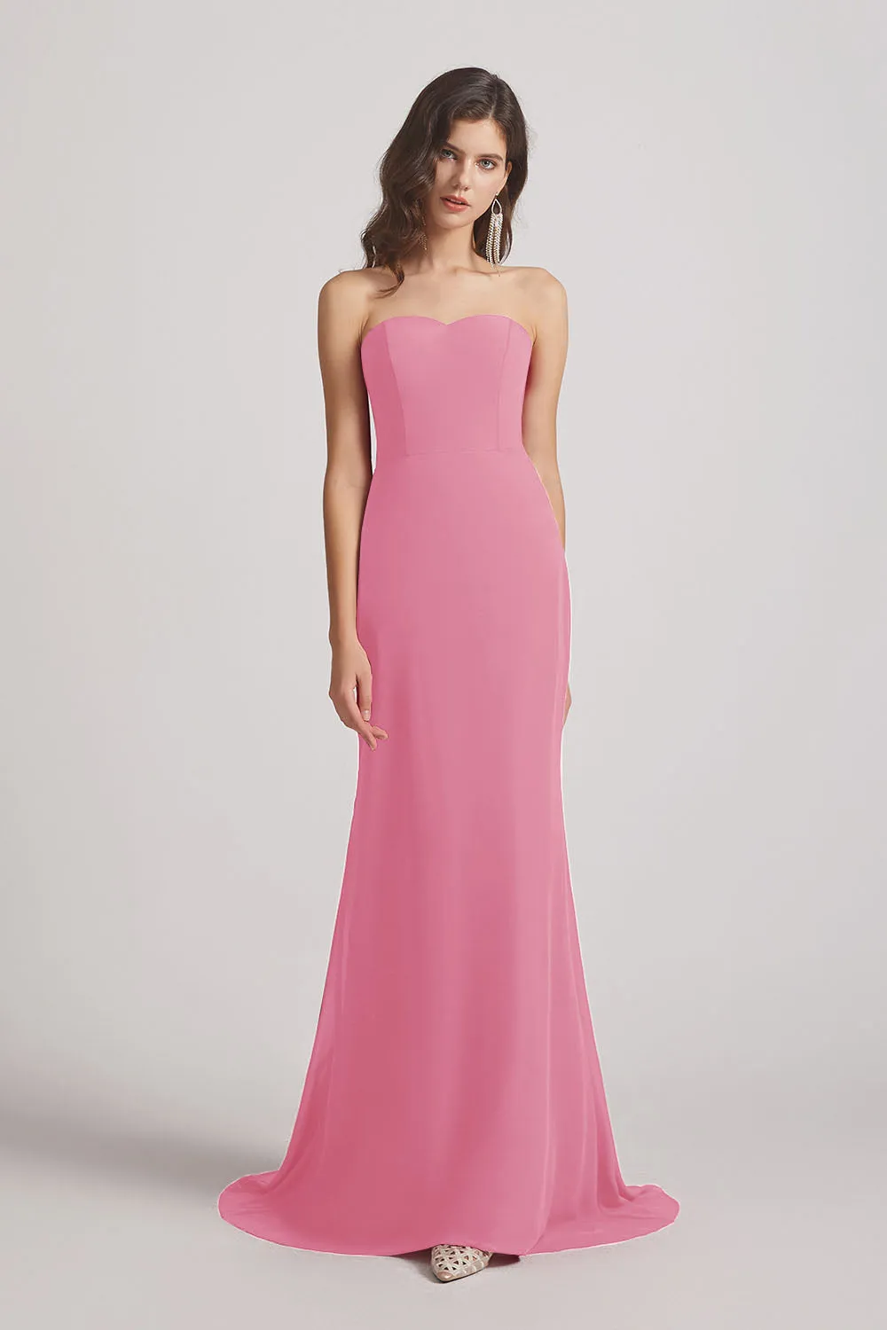 Strapless Sweetheart Chiffon Sheath Bridesmaid Dresses (AF0023)