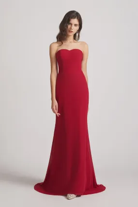 Strapless Sweetheart Chiffon Sheath Bridesmaid Dresses (AF0023)