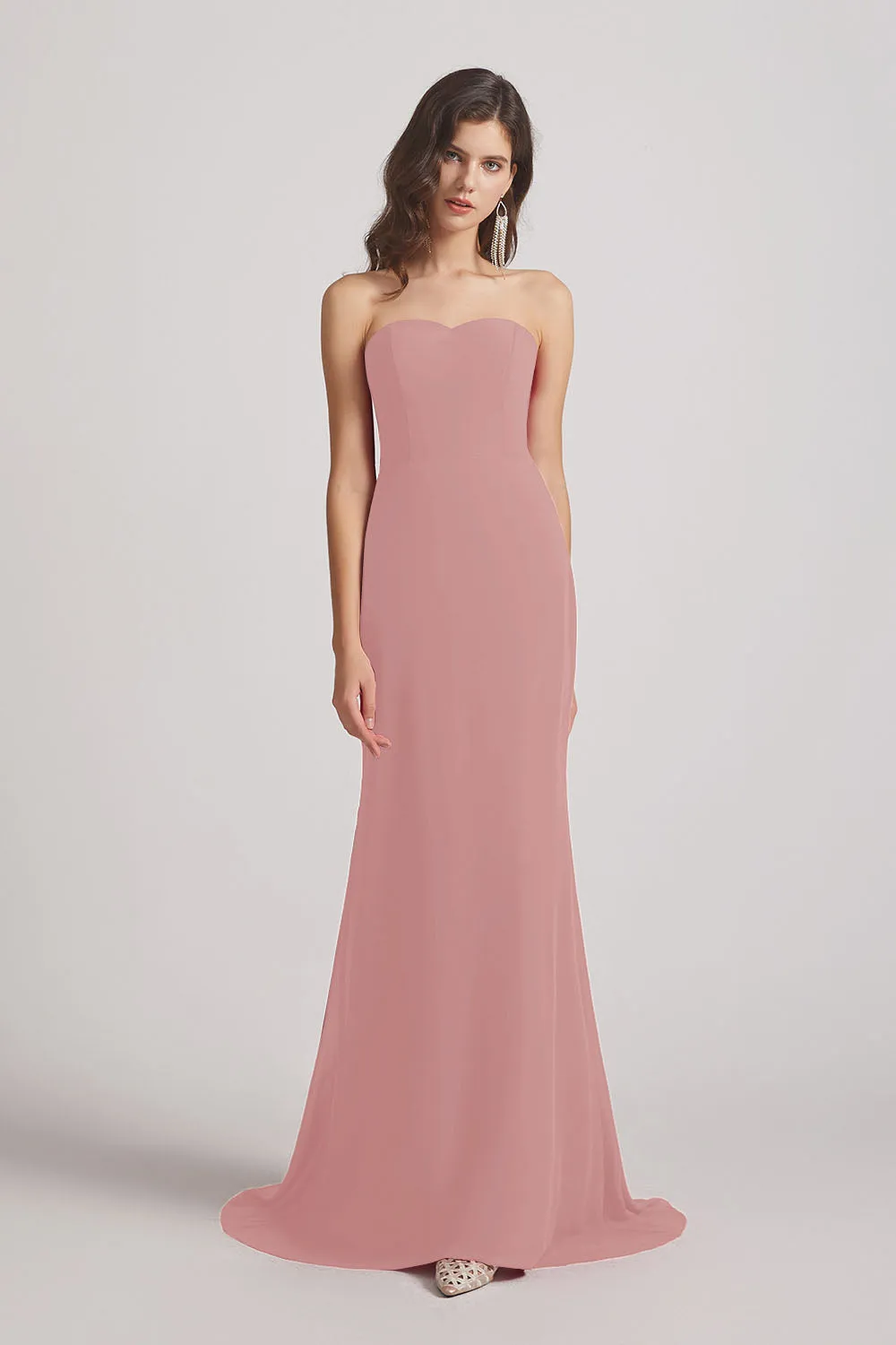 Strapless Sweetheart Chiffon Sheath Bridesmaid Dresses (AF0023)