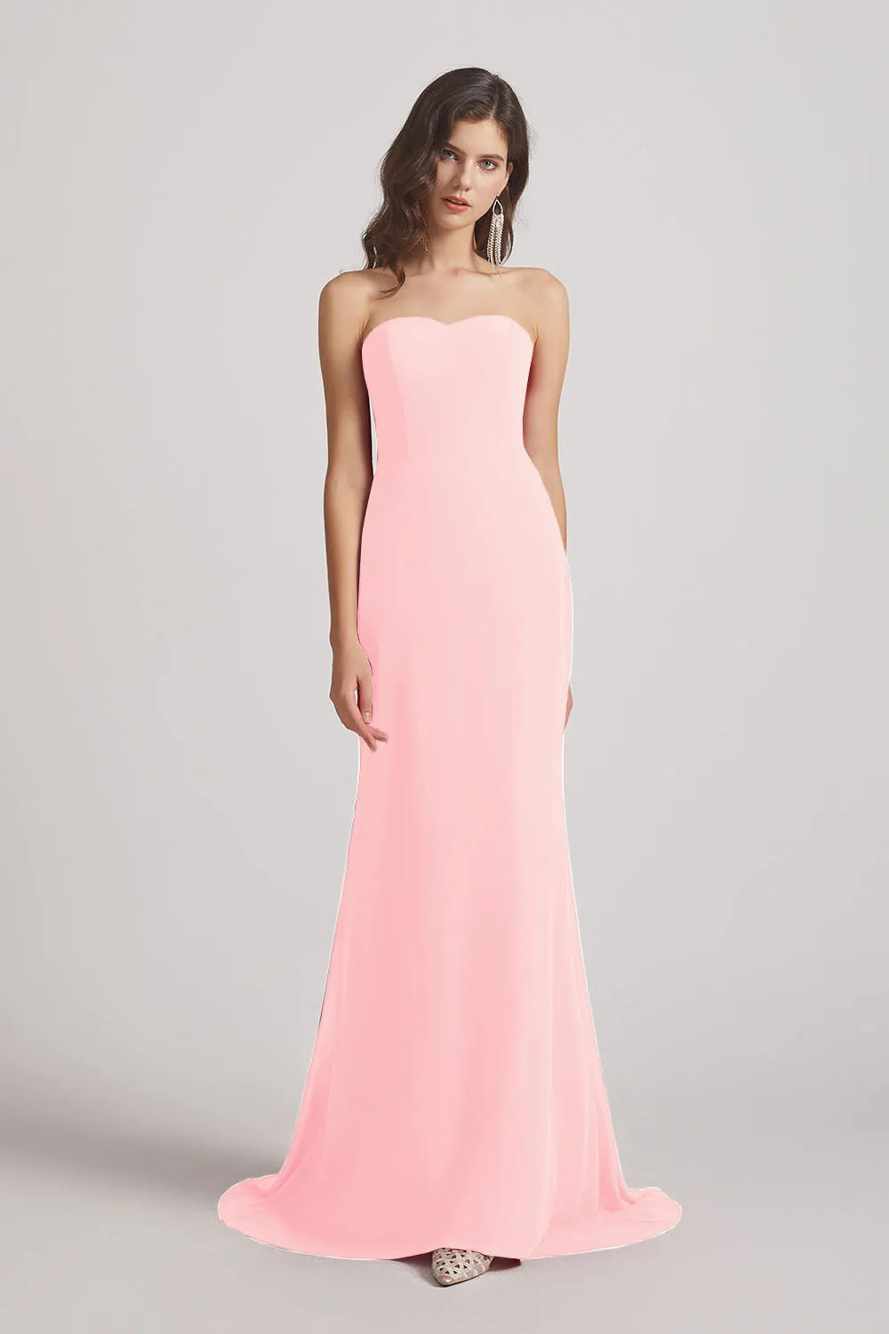 Strapless Sweetheart Chiffon Sheath Bridesmaid Dresses (AF0023)