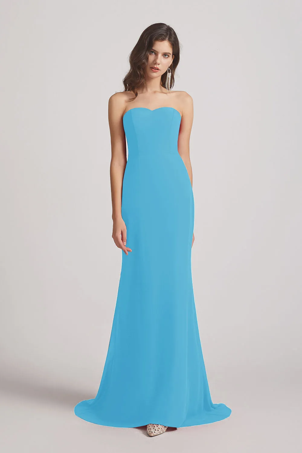 Strapless Sweetheart Chiffon Sheath Bridesmaid Dresses (AF0023)