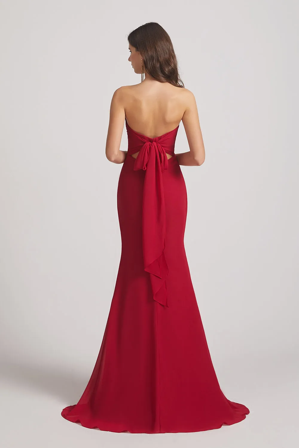 Strapless Sweetheart Chiffon Sheath Bridesmaid Dresses (AF0023)