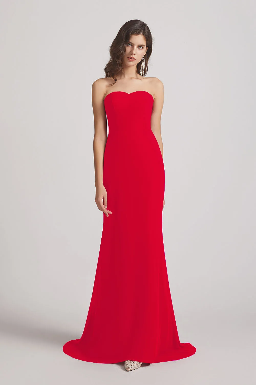 Strapless Sweetheart Chiffon Sheath Bridesmaid Dresses (AF0023)