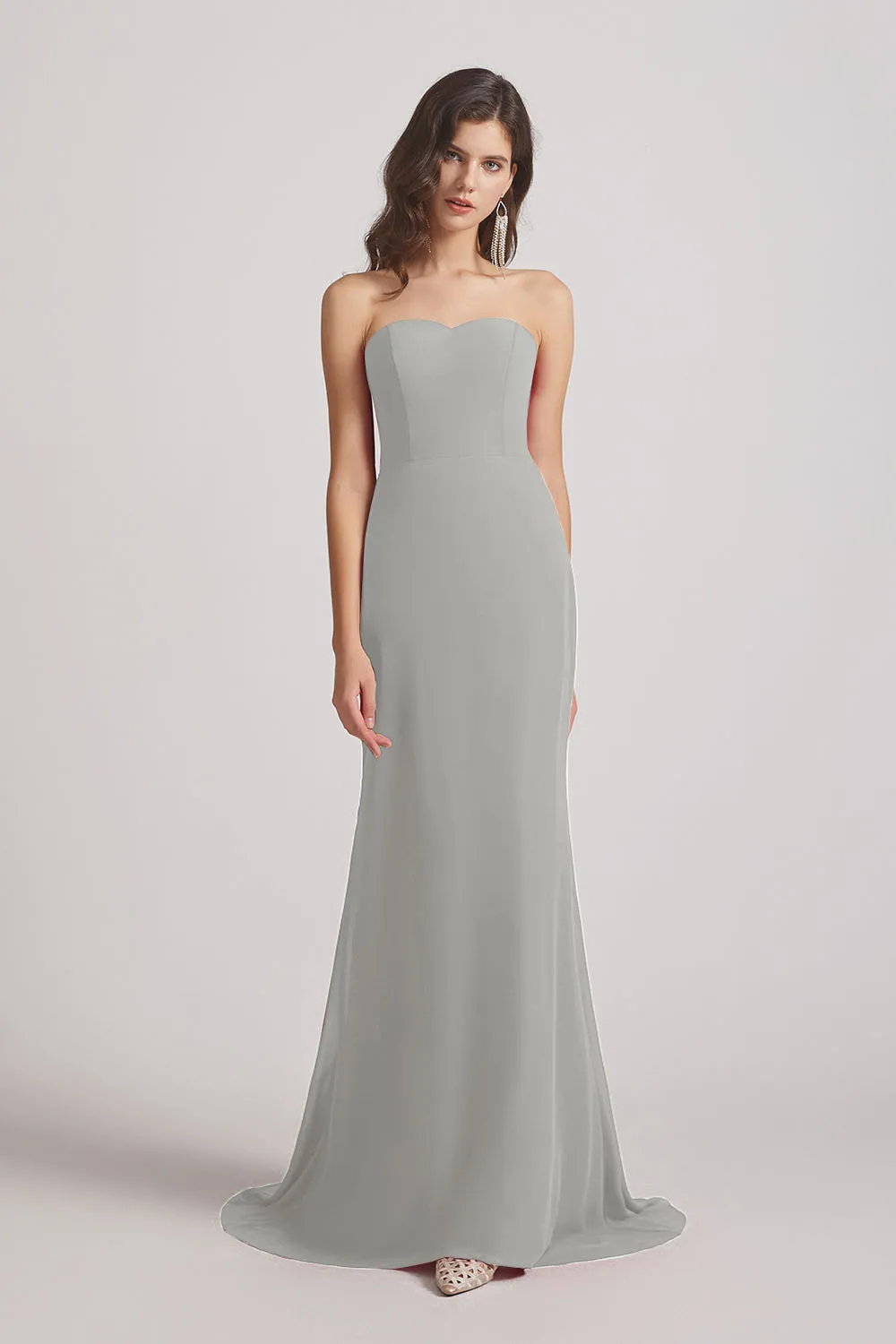 Strapless Sweetheart Chiffon Sheath Bridesmaid Dresses (AF0023)