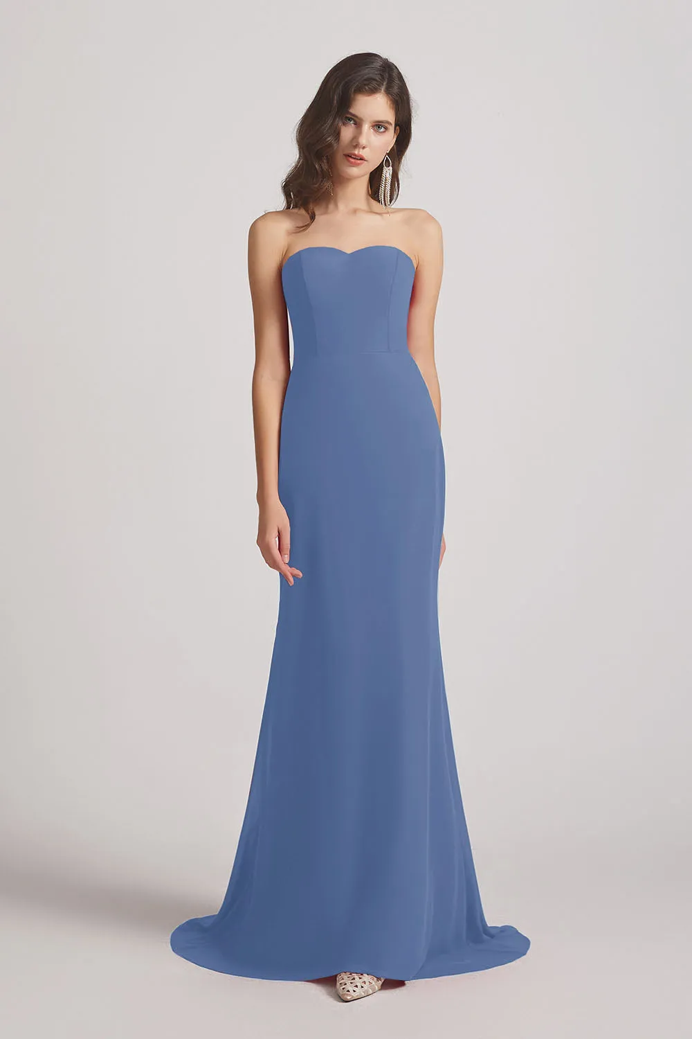 Strapless Sweetheart Chiffon Sheath Bridesmaid Dresses (AF0023)