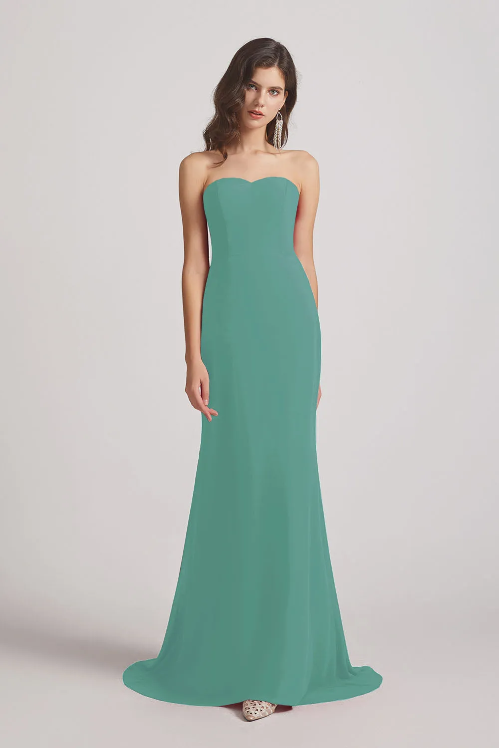 Strapless Sweetheart Chiffon Sheath Bridesmaid Dresses (AF0023)