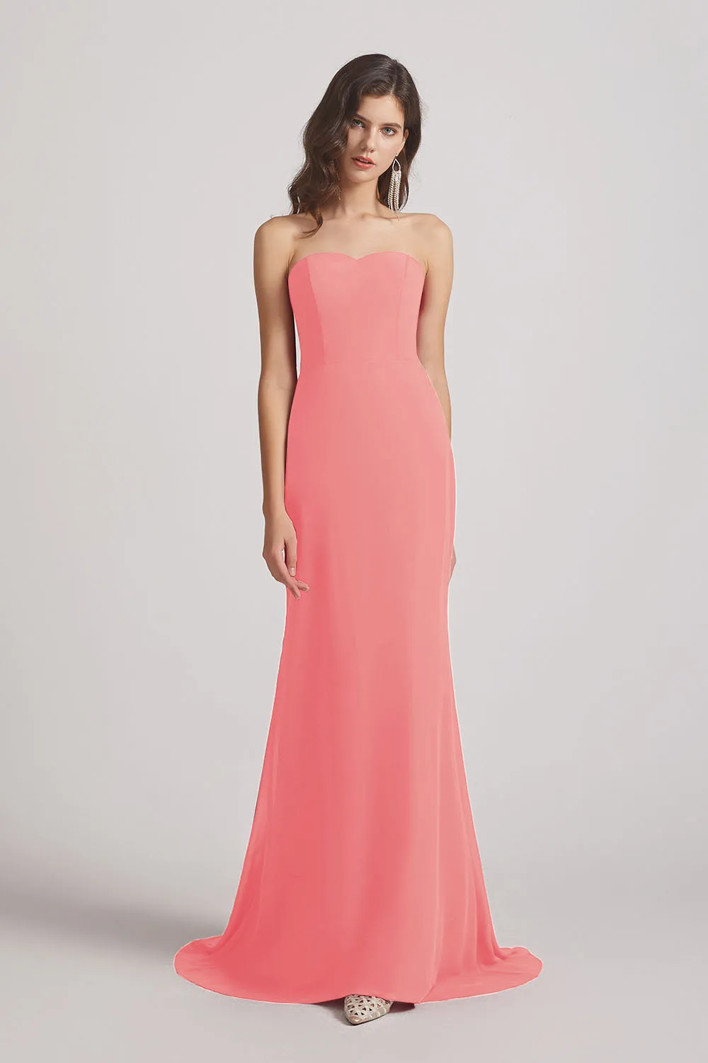 Strapless Sweetheart Chiffon Sheath Bridesmaid Dresses (AF0023)