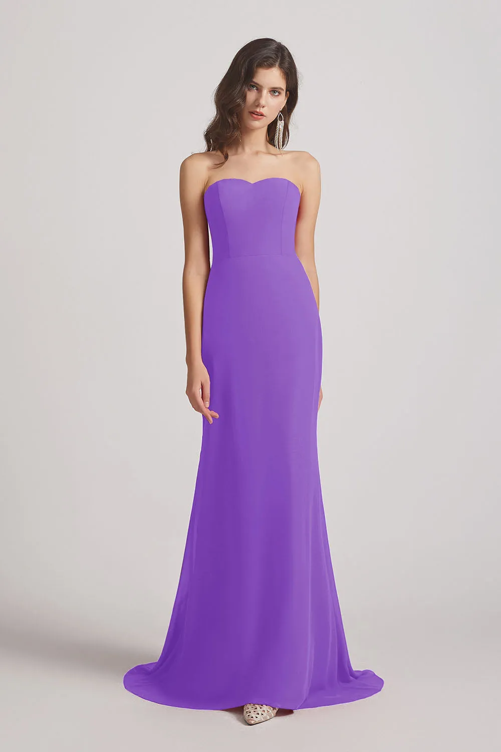 Strapless Sweetheart Chiffon Sheath Bridesmaid Dresses (AF0023)