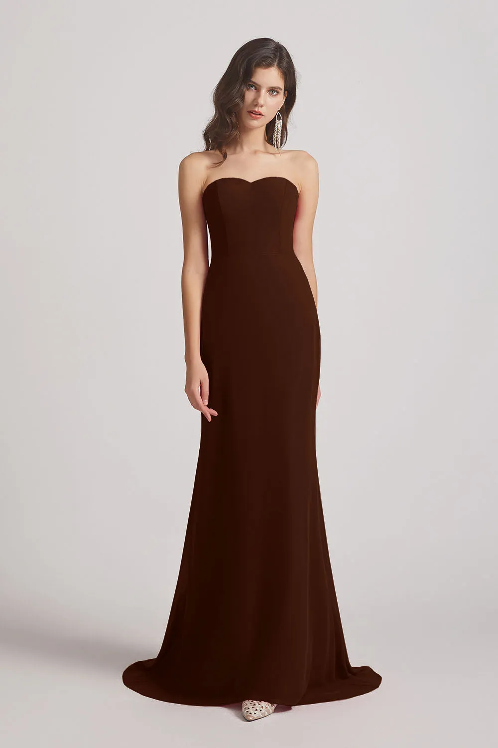 Strapless Sweetheart Chiffon Sheath Bridesmaid Dresses (AF0023)