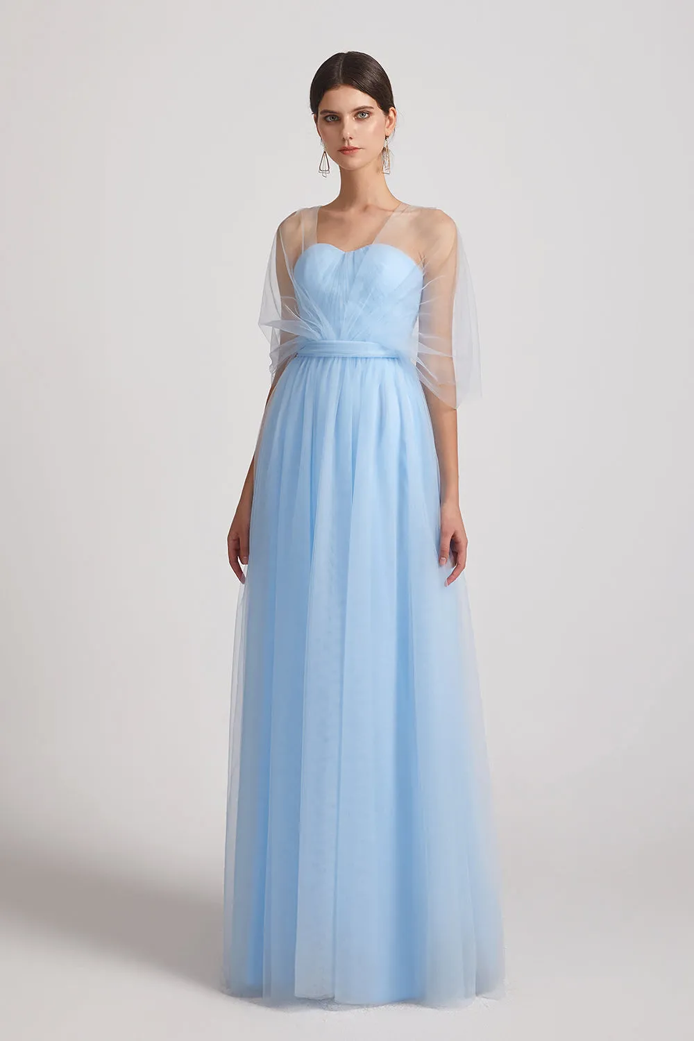 Strapless Sweetheart Floor Length Convertible Tulle Bridesmaid Dresses (AF0188)