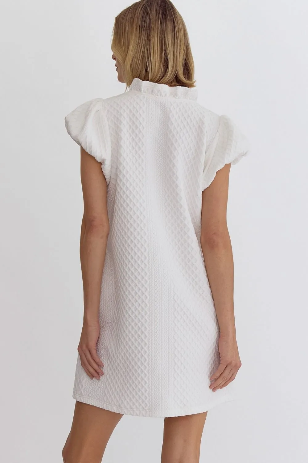 Textured Mini Dress - White