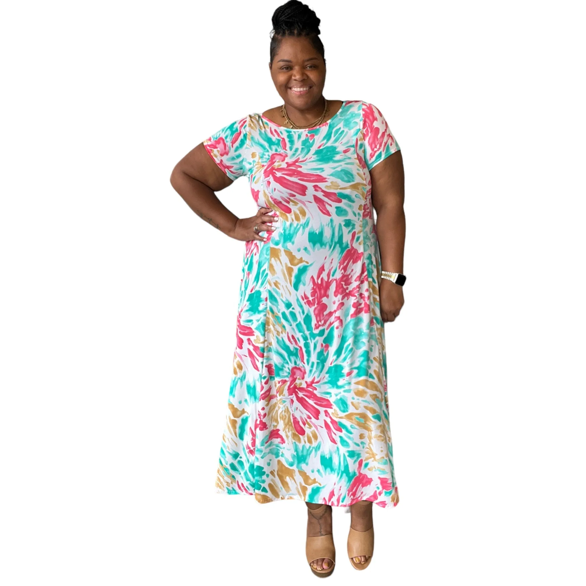 Women’s Plus Size Blushed Midi Dress